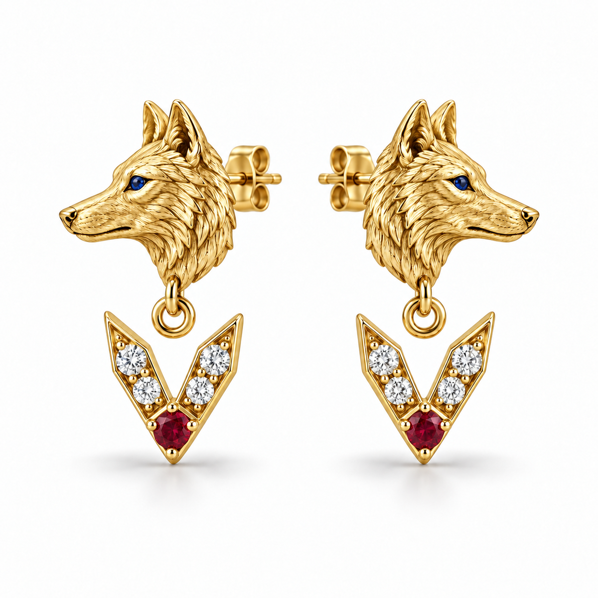 Cendre Wolf Chevron Drops — hero — [metal:yellow-gold]
