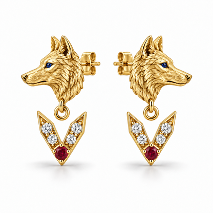 Cendre Wolf Chevron Drops — hero — [metal:yellow-gold]