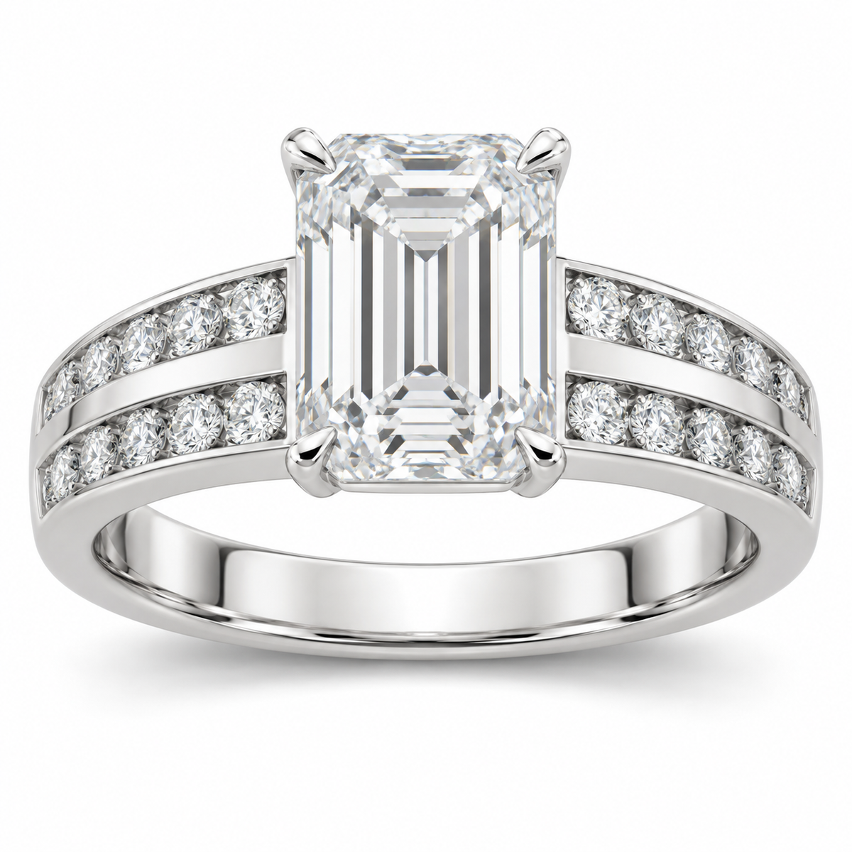 [metal:white-gold] Cirelle Twin-Channel Setting — front — Original setting design illustration [catalog-v4]
