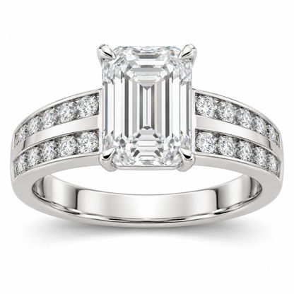 [metal:white-gold] Cirelle Twin-Channel Setting — front — Original setting design illustration [catalog-v4]