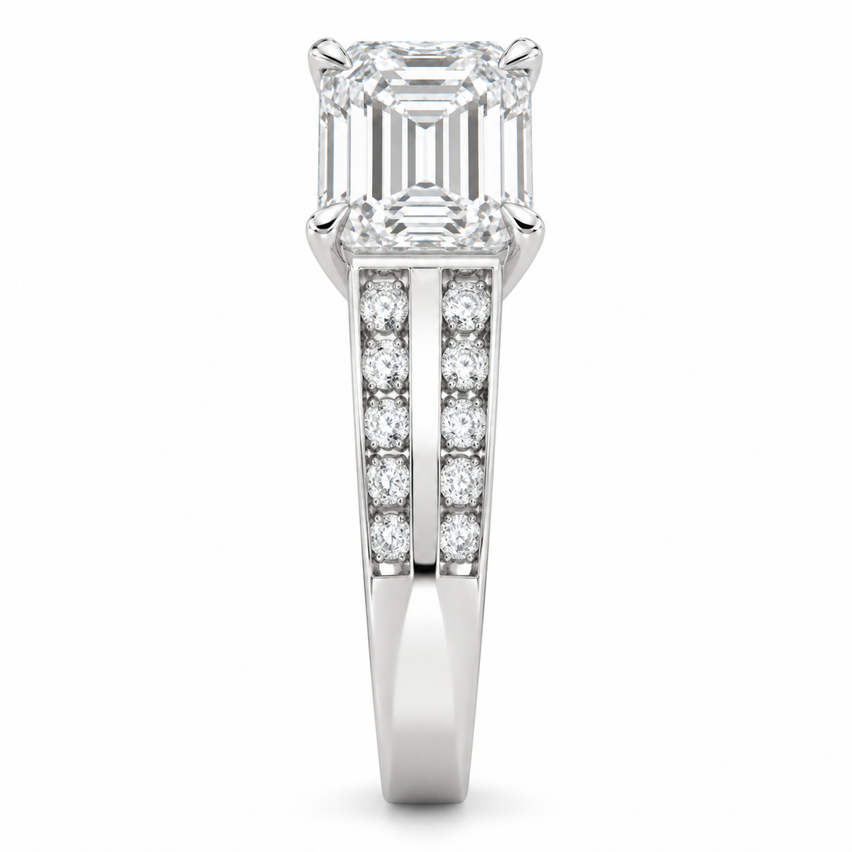 [metal:white-gold] Cirelle Twin-Channel Setting — side-profile — Original setting design illustration [catalog-v4]