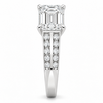 [metal:white-gold] Cirelle Twin-Channel Setting — side-profile — Original setting design illustration [catalog-v4]