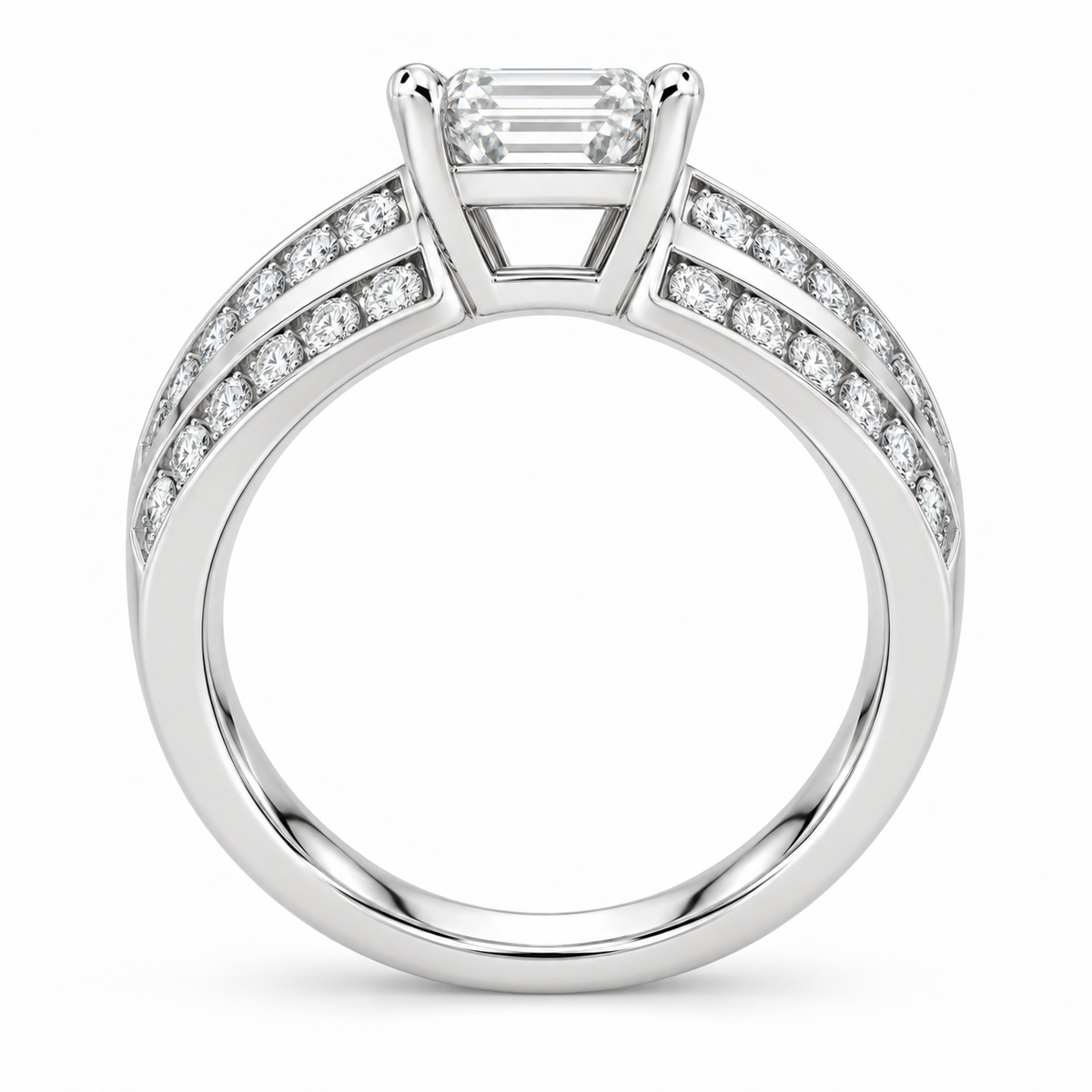 [metal:white-gold] Cirelle Twin-Channel Setting — top — Original setting design illustration [catalog-v4]