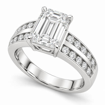 [metal:white-gold] Cirelle Twin-Channel Setting — three-quarter — Original setting design illustration [catalog-v4]