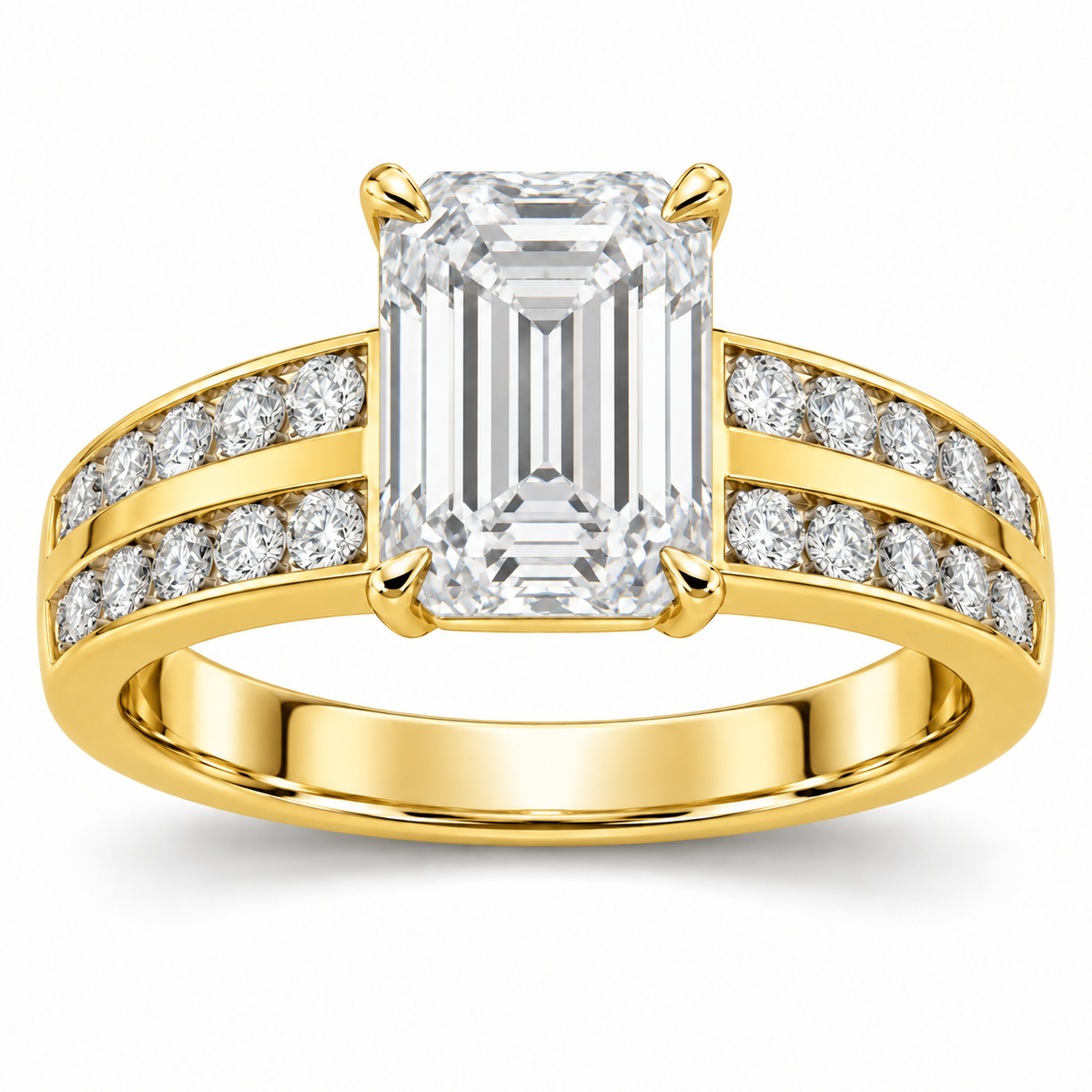 [metal:yellow-gold] Cirelle Twin-Channel Setting — front — Original setting design illustration [catalog-v4]