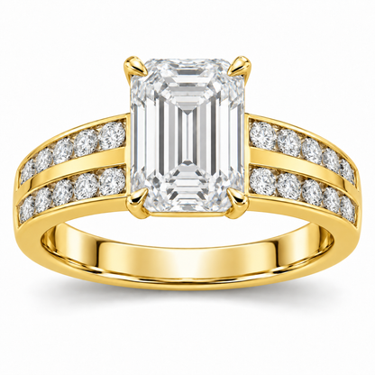 [metal:yellow-gold] Cirelle Twin-Channel Setting — front — Original setting design illustration [catalog-v4]