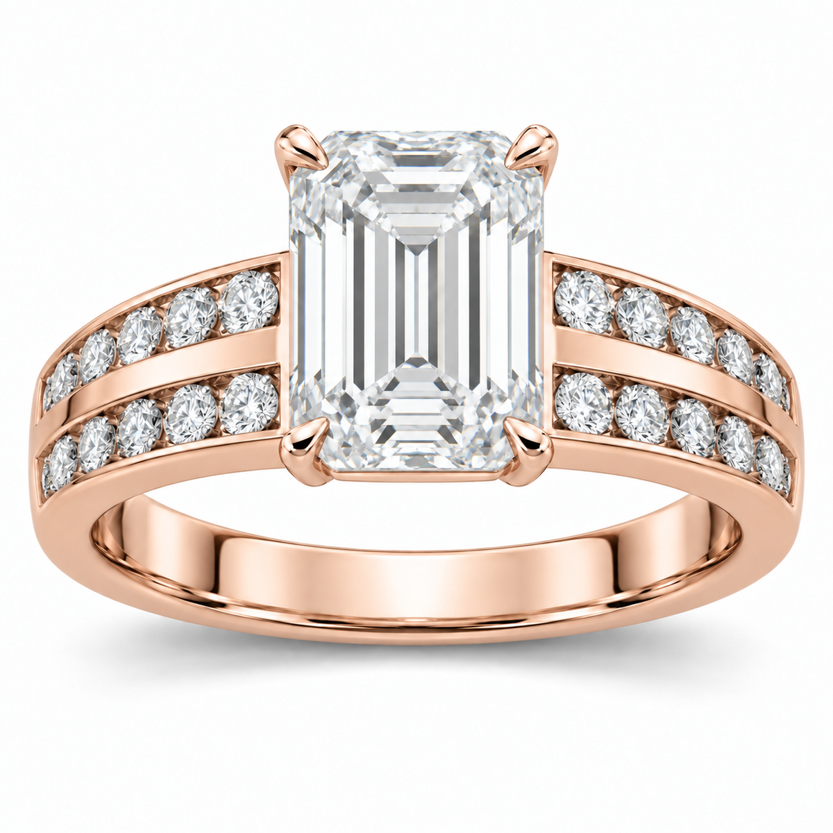 [metal:rose-gold] Cirelle Twin-Channel Setting — front — Original setting design illustration [catalog-v4]