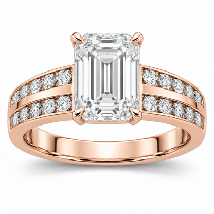 [metal:rose-gold] Cirelle Twin-Channel Setting — front — Original setting design illustration [catalog-v4]