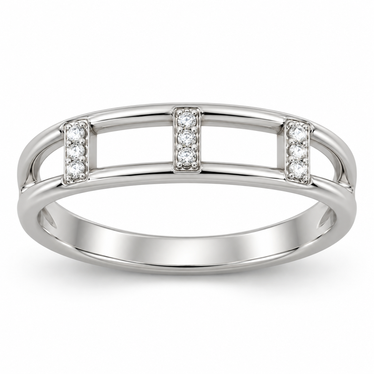 [metal:white-gold] Clarisse Diamond Ladder Ring — front — Clarisse Diamond Ladder Ring front design illustration [catalog-v4]