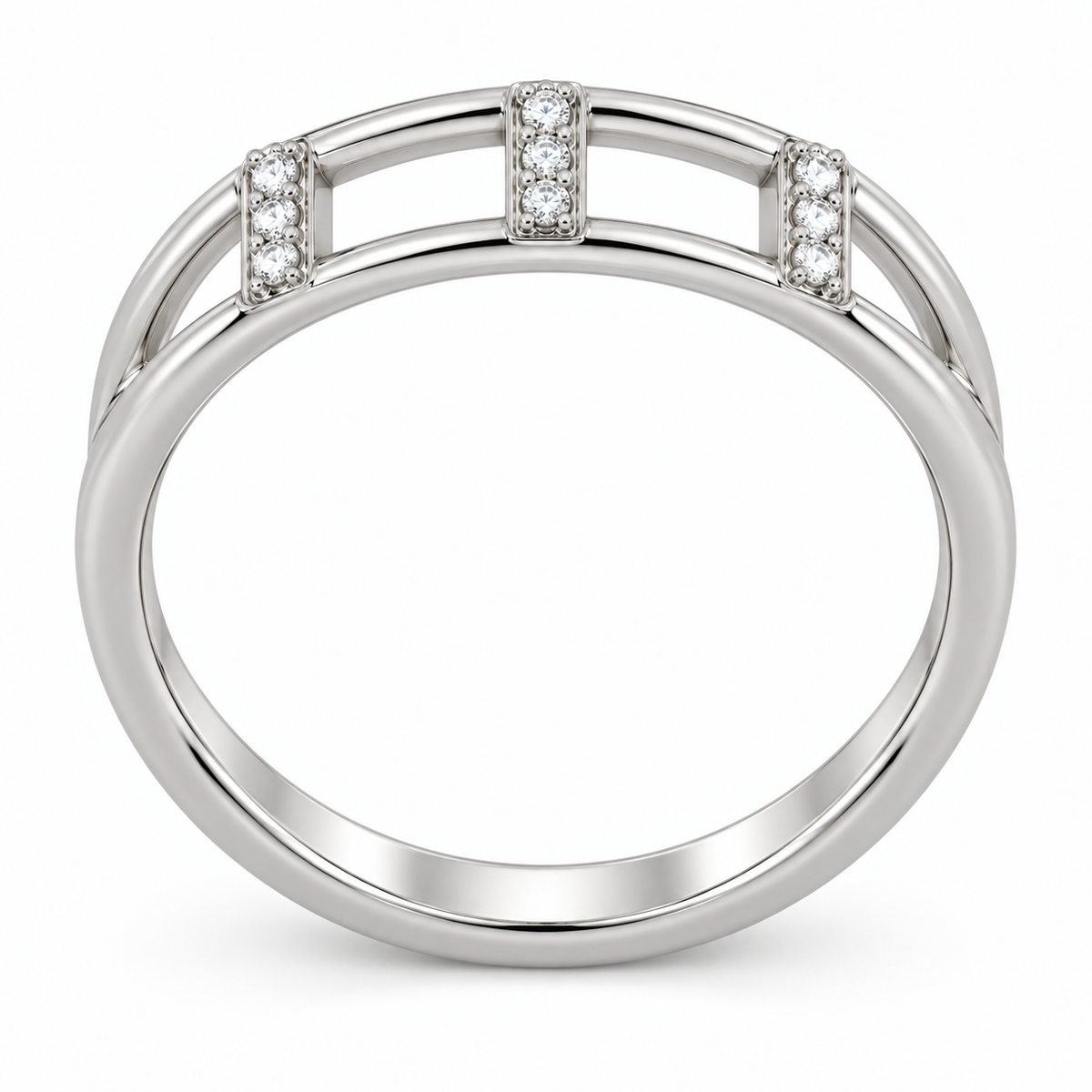 [metal:white-gold] Clarisse Diamond Ladder Ring — top — Clarisse Diamond Ladder Ring top design illustration [catalog-v4]