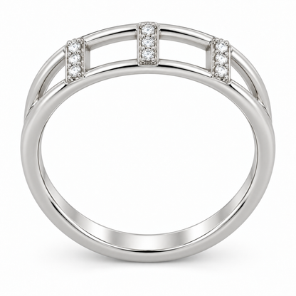 [metal:white-gold] Clarisse Diamond Ladder Ring — top — Clarisse Diamond Ladder Ring top design illustration [catalog-v4]