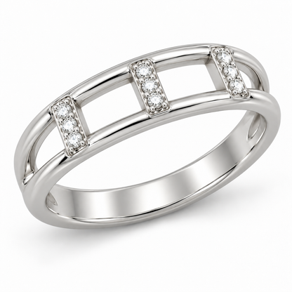 [metal:white-gold] Clarisse Diamond Ladder Ring — three-quarter — Clarisse Diamond Ladder Ring three-quarter design illustration [catalog-v4]