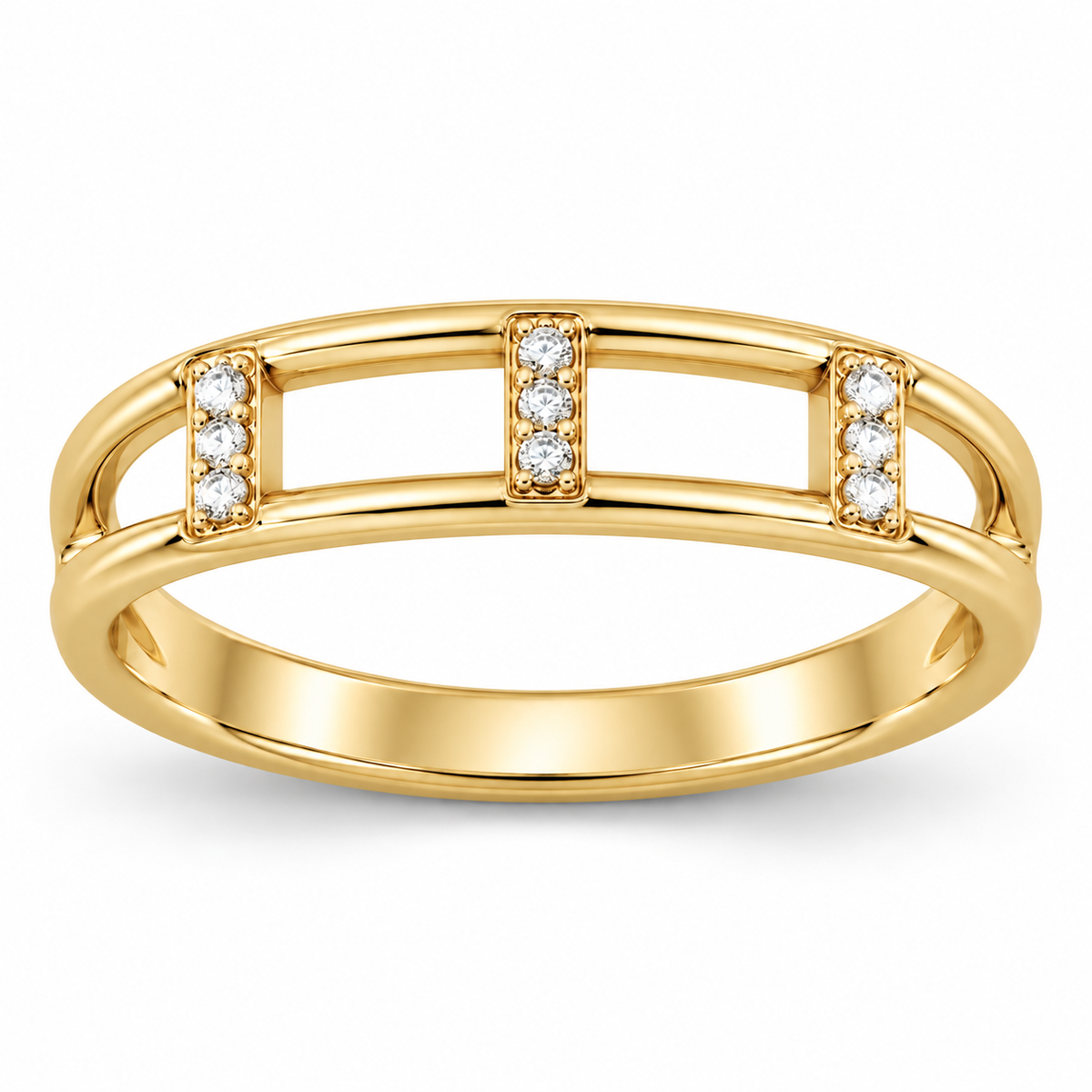 [metal:yellow-gold] Clarisse Diamond Ladder Ring — front — Clarisse Diamond Ladder Ring front design illustration [catalog-v4]