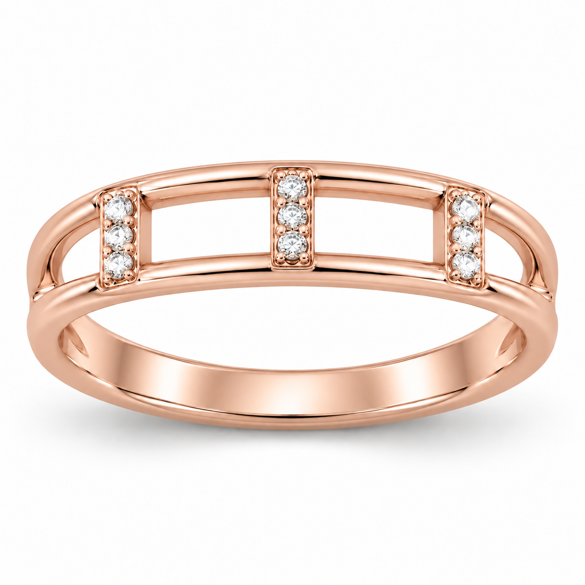 [metal:rose-gold] Clarisse Diamond Ladder Ring — front — Clarisse Diamond Ladder Ring front design illustration [catalog-v4]