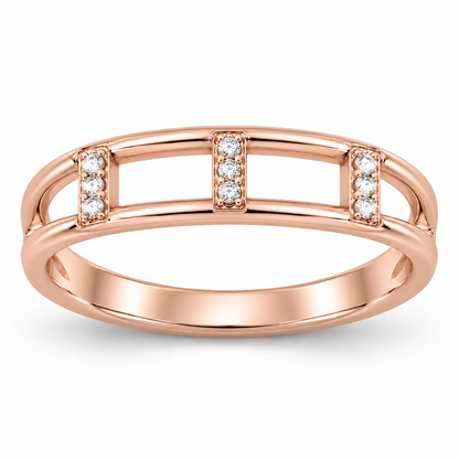 [metal:rose-gold] Clarisse Diamond Ladder Ring — front — Clarisse Diamond Ladder Ring front design illustration [catalog-v4]
