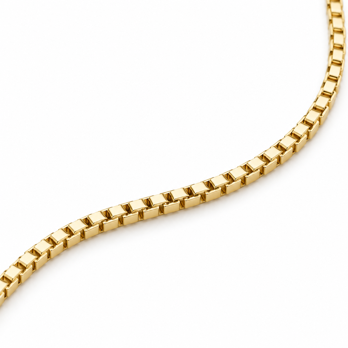 Classic Box Chain Necklace — link detail, yellow gold illustration