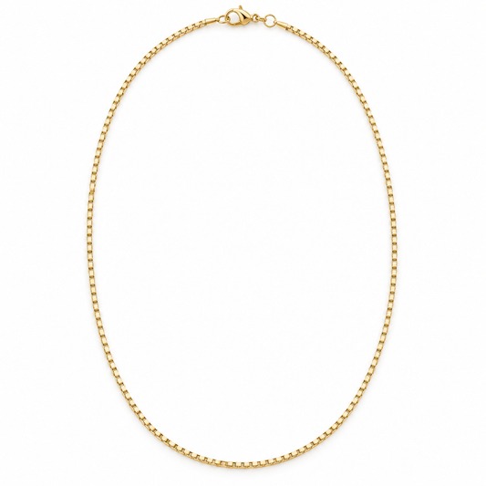 Classic Box Chain Necklace — whole chain, yellow gold illustration