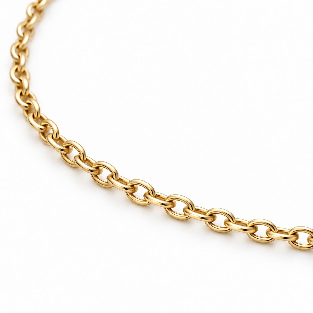 Classic Cable Chain Necklace — link detail, yellow gold illustration