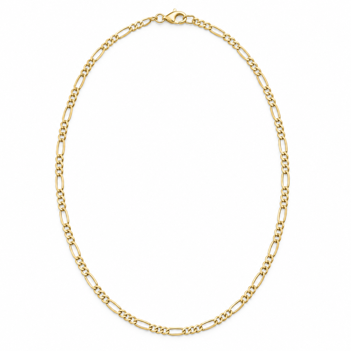 Classic Figaro Chain Necklace — whole chain, yellow gold illustration