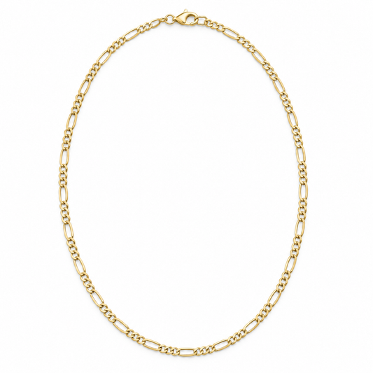 Classic Figaro Chain Necklace — whole chain, yellow gold illustration