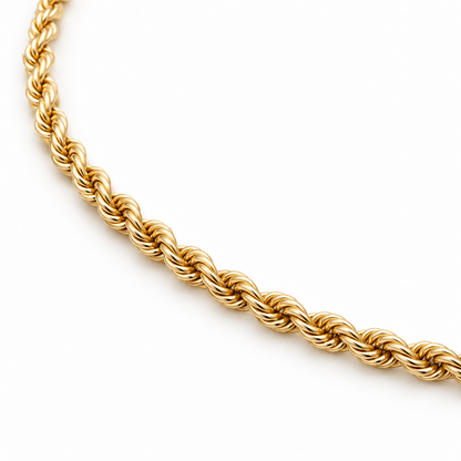Classic Rope Chain Necklace — link detail, yellow gold illustration