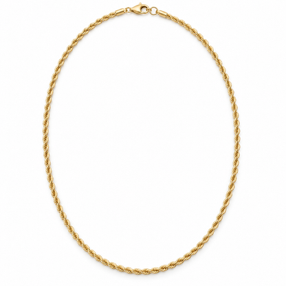 Classic Rope Chain Necklace — whole chain, yellow gold illustration