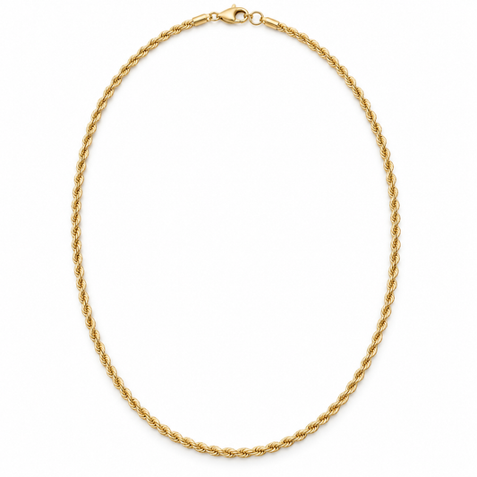 Classic Rope Chain Necklace — whole chain, yellow gold illustration