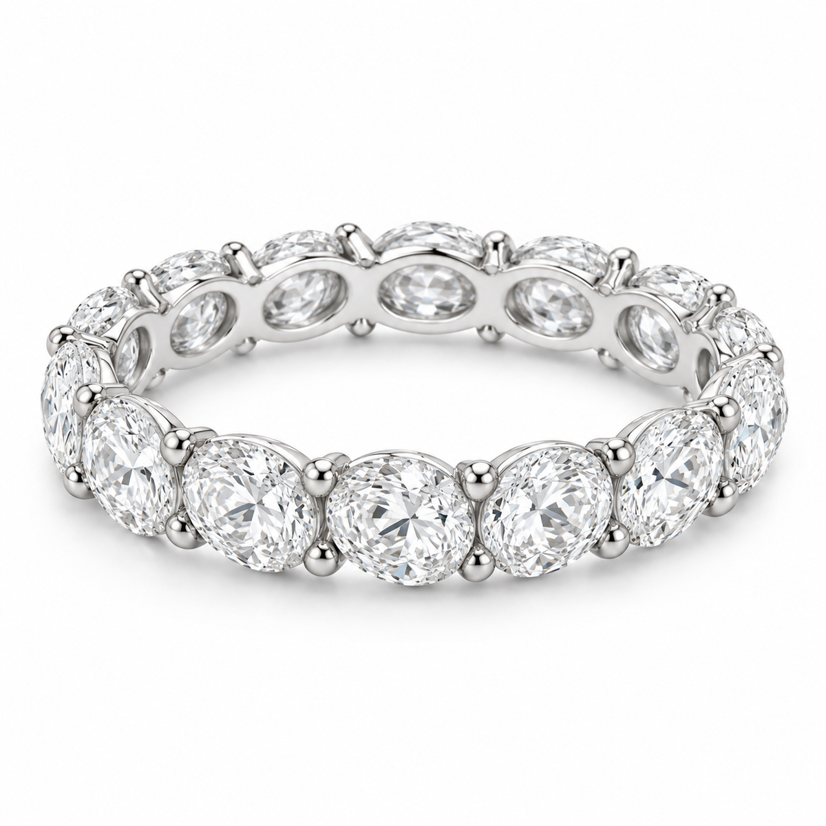 [metal:white-gold] Colette Oval Eternity Ring — front — Oval diamond eternity ring, shallow front studio view [catalog-v4]