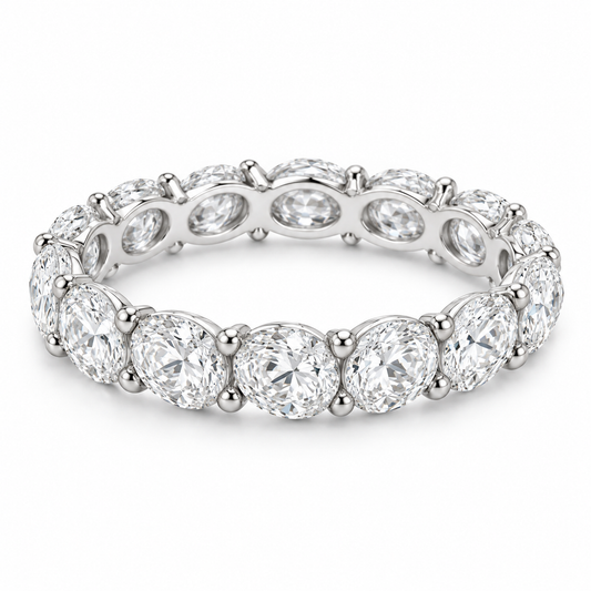[metal:white-gold] Colette Oval Eternity Ring — front — Oval diamond eternity ring, shallow front studio view [catalog-v4]