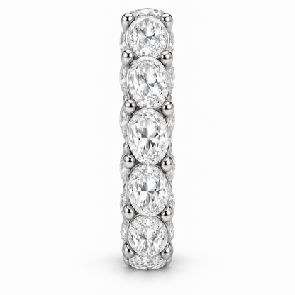 [metal:white-gold] Colette Oval Eternity Ring — side-profile — Oval diamond eternity ring, edge profile studio view [catalog-v4]