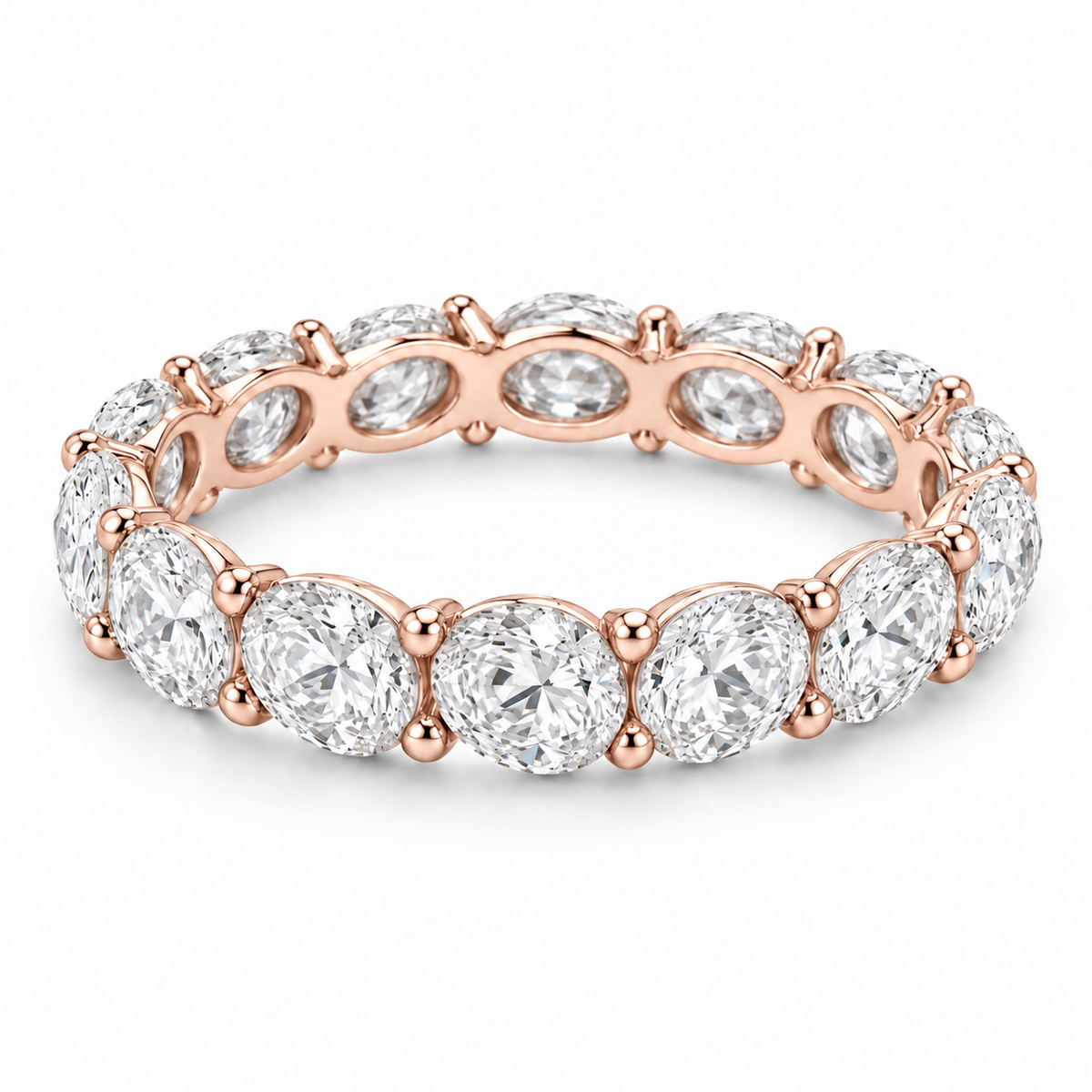[metal:rose-gold] Colette Oval Eternity Ring — front — Rose gold colour preview [catalog-v4]