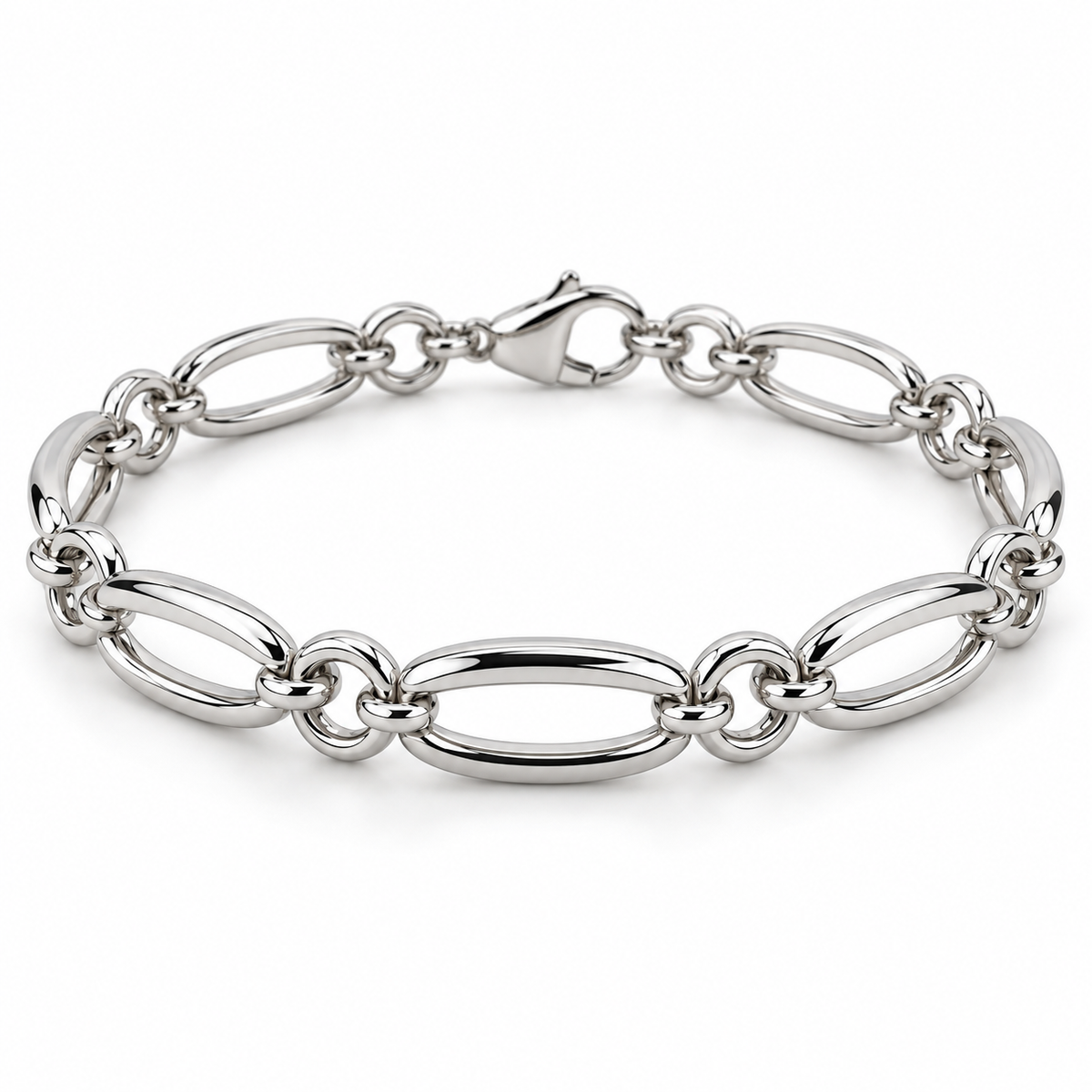 [metal:white-gold] Coralie Oval Link Bracelet — front — Coralie Oval Link Bracelet front design illustration [catalog-v4]