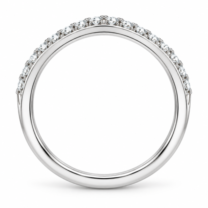 [metal:white-gold] Coraline Chevron Diamond Ring — top — Slim chevron pavé diamond band, circular elevation studio view [catalog-v4]