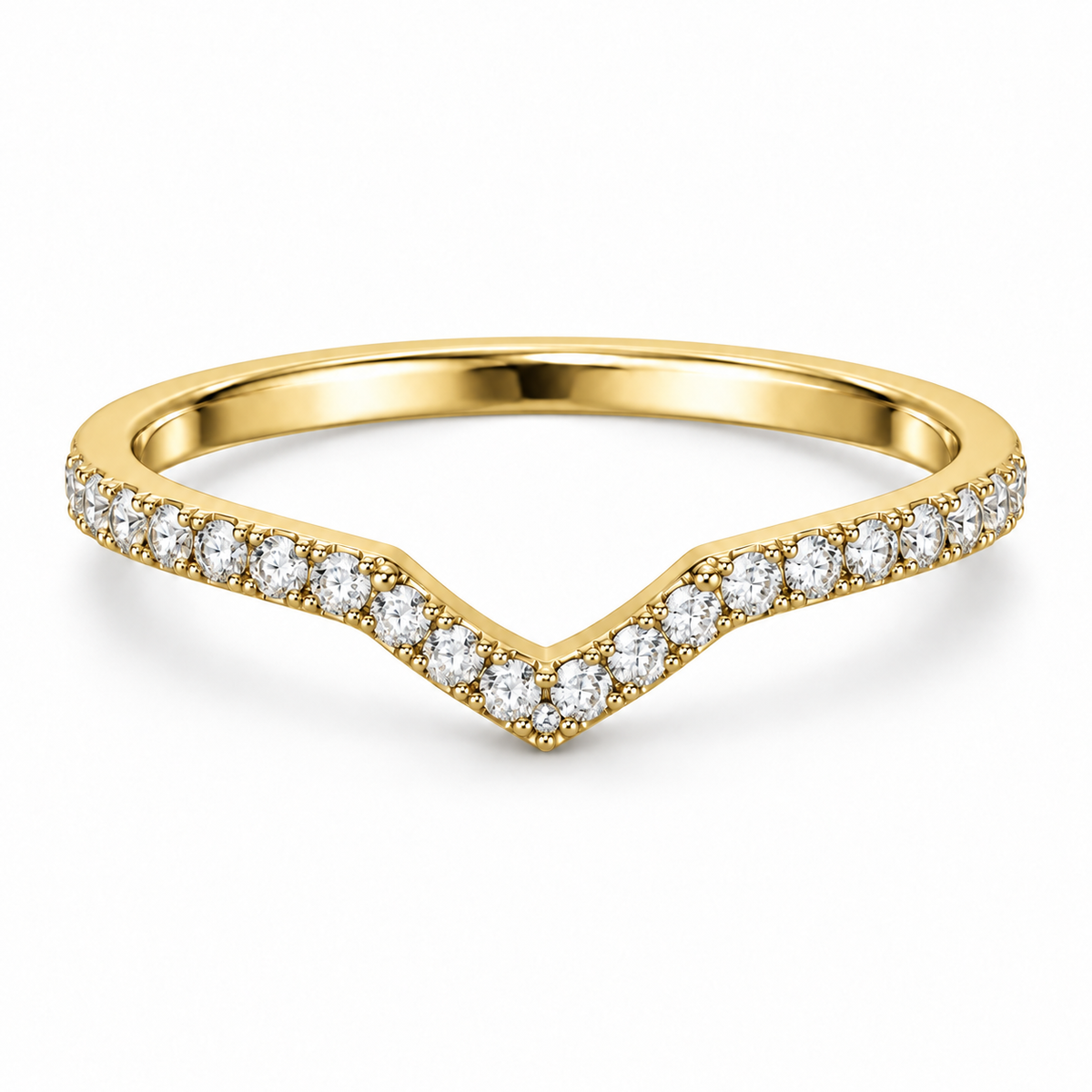 [metal:yellow-gold] Coraline Chevron Diamond Ring — front — Yellow gold colour preview [catalog-v4]