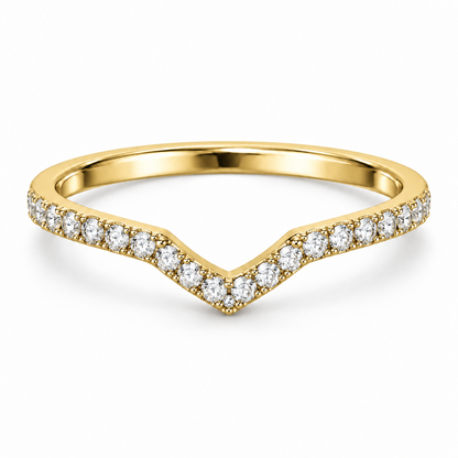 [metal:yellow-gold] Coraline Chevron Diamond Ring — front — Yellow gold colour preview [catalog-v4]