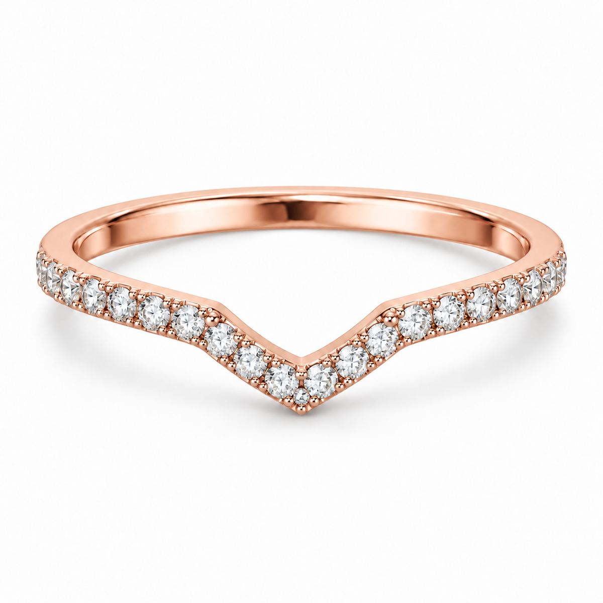 [metal:rose-gold] Coraline Chevron Diamond Ring — front — Rose gold colour preview [catalog-v4]
