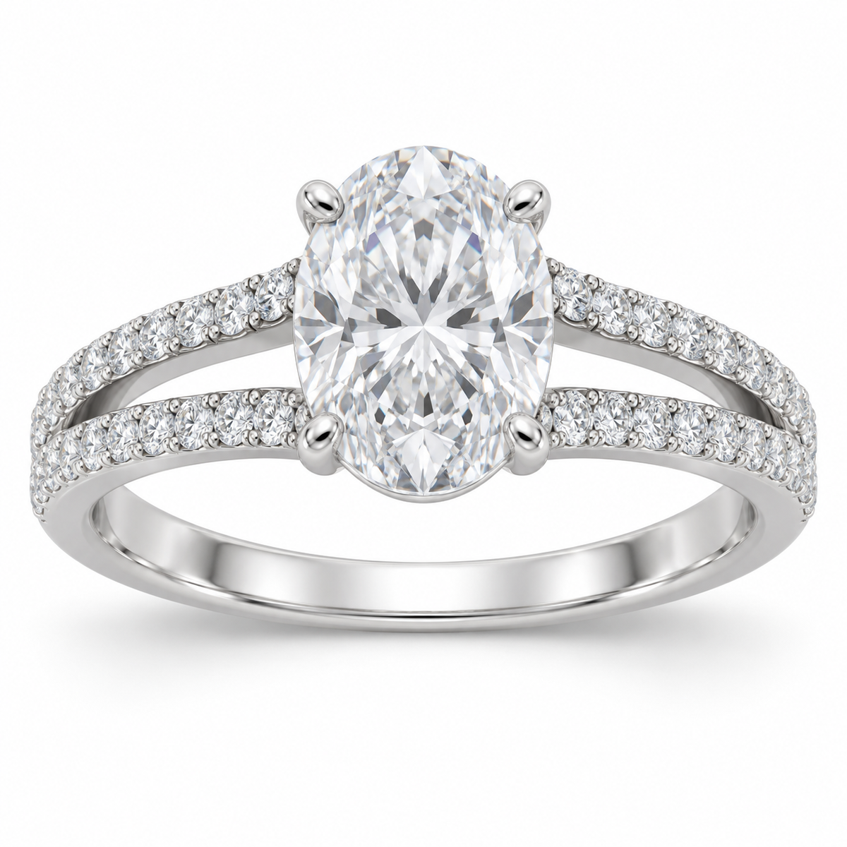 [metal:white-gold] Corisande Double-Rail Pavé Setting — front — Original setting design illustration [catalog-v4]