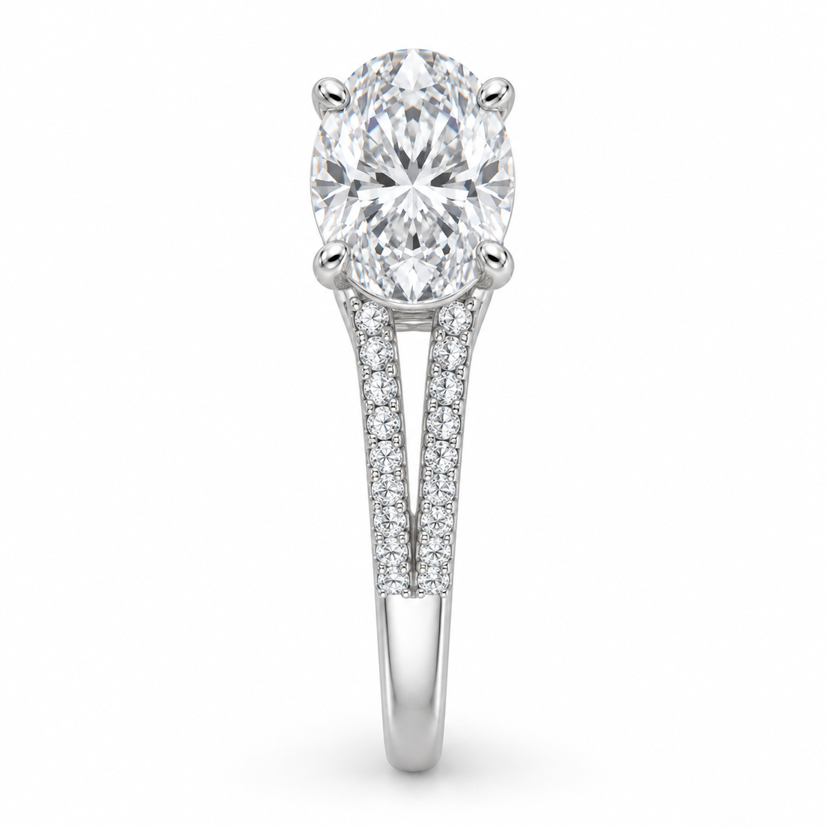 [metal:white-gold] Corisande Double-Rail Pavé Setting — side-profile — Original setting design illustration [catalog-v4]