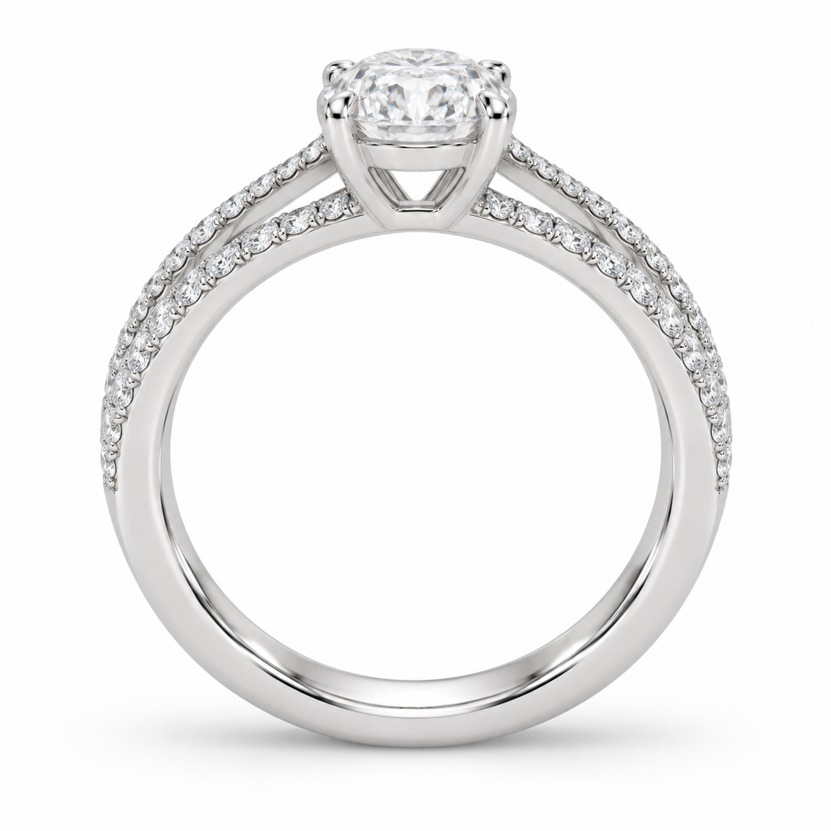 [metal:white-gold] Corisande Double-Rail Pavé Setting — top — Original setting design illustration [catalog-v4]