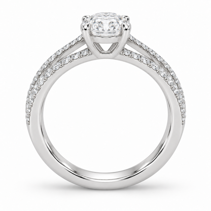 [metal:white-gold] Corisande Double-Rail Pavé Setting — top — Original setting design illustration [catalog-v4]