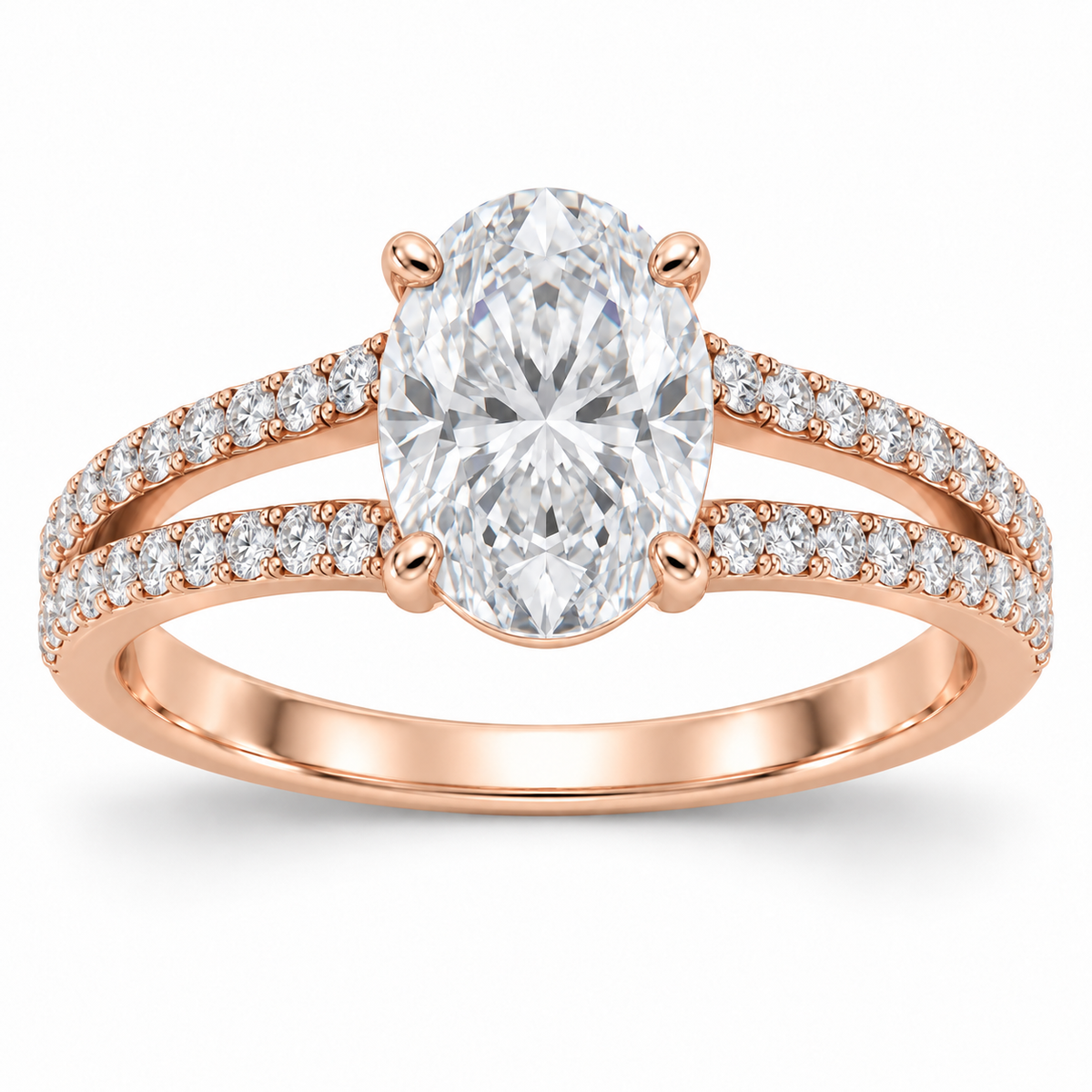 [metal:rose-gold] Corisande Double-Rail Pavé Setting — front — Original setting design illustration [catalog-v4]