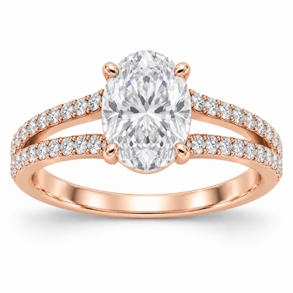 [metal:rose-gold] Corisande Double-Rail Pavé Setting — front — Original setting design illustration [catalog-v4]