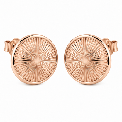 [metal:rose-gold] Cressida Sunburst Disc Studs — front — Cressida Sunburst Disc Studs front design illustration [catalog-v4]