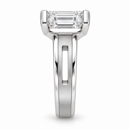 [metal:white-gold] Dacian Split-Rail Setting — side-profile — Original setting design illustration [catalog-v4]