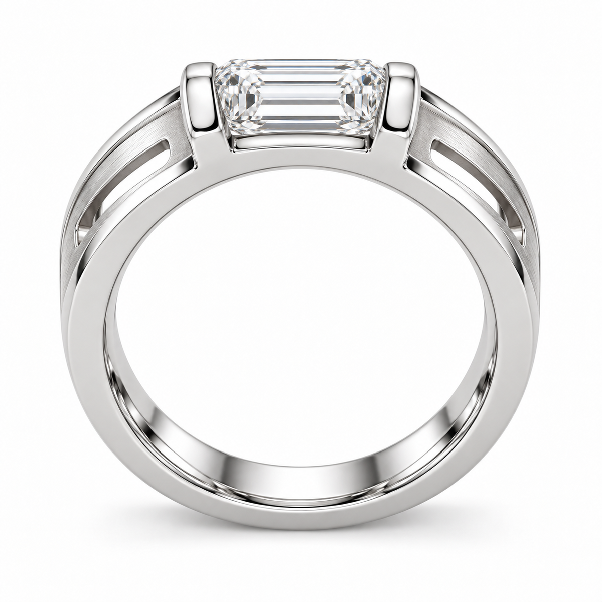 [metal:white-gold] Dacian Split-Rail Setting — top — Original setting design illustration [catalog-v4]