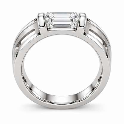 [metal:white-gold] Dacian Split-Rail Setting — top — Original setting design illustration [catalog-v4]