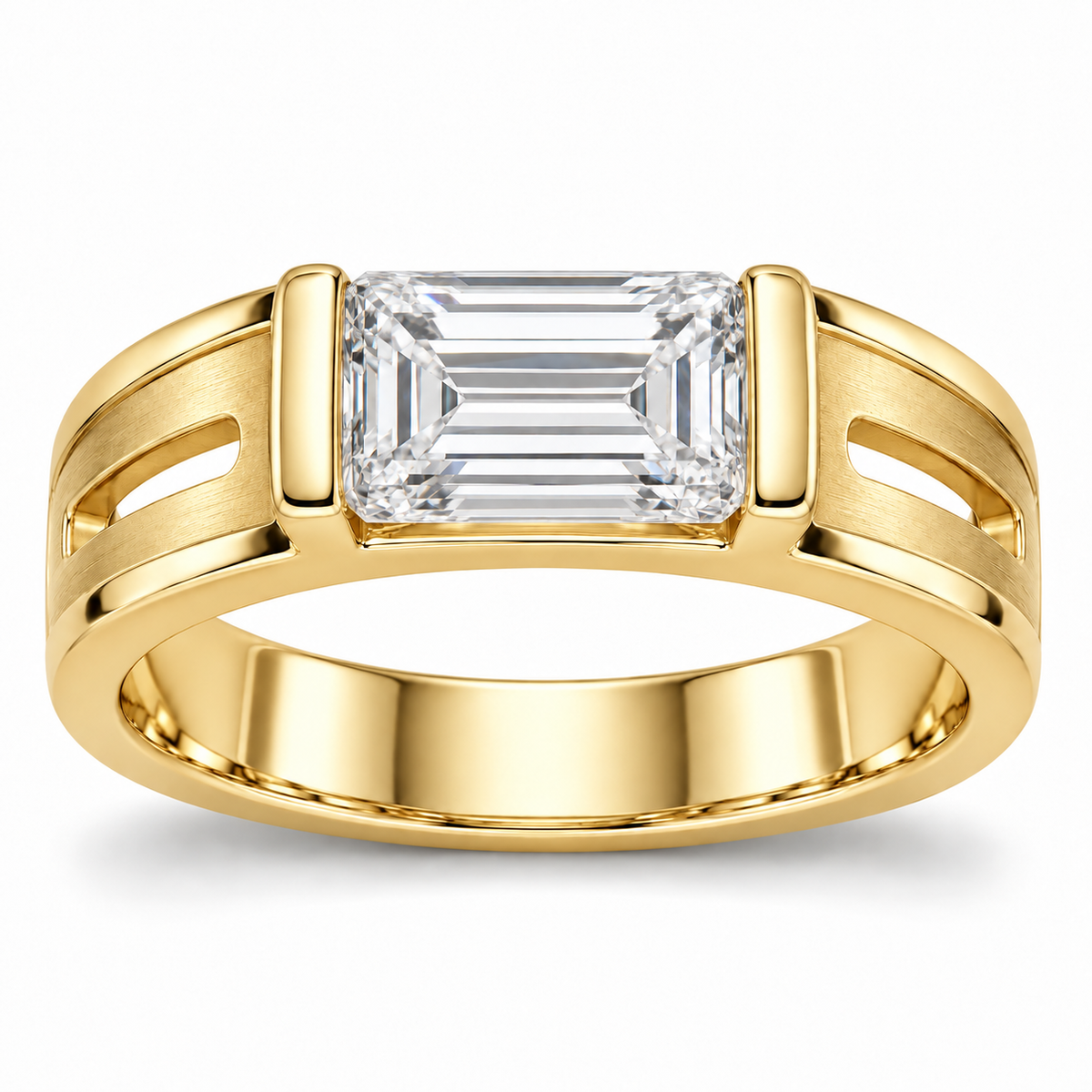 [metal:yellow-gold] Dacian Split-Rail Setting — front — Original setting design illustration [catalog-v4]