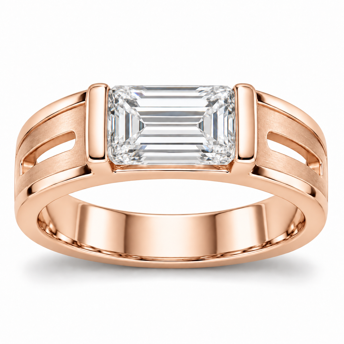 [metal:rose-gold] Dacian Split-Rail Setting — front — Original setting design illustration [catalog-v4]