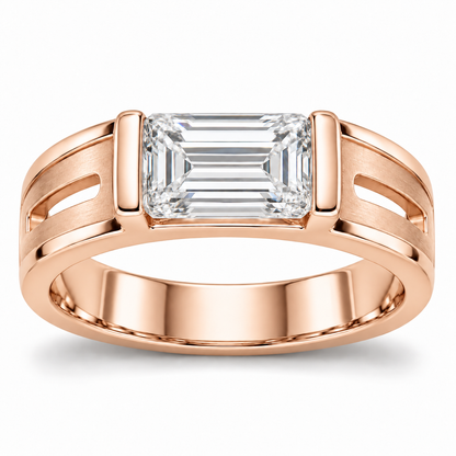 [metal:rose-gold] Dacian Split-Rail Setting — front — Original setting design illustration [catalog-v4]
