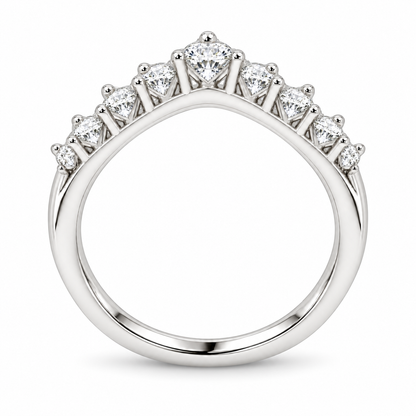 [metal:white-gold] Dahlia Crown Diamond Ring — top — Graduated round diamond crown band, circular elevation studio view [catalog-v4]
